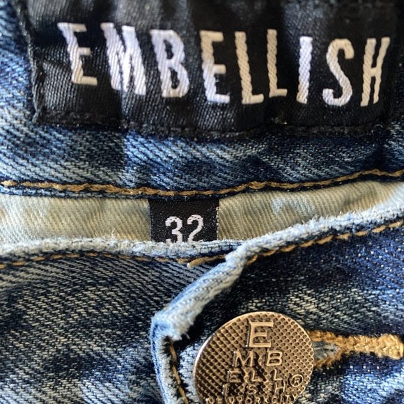 embellish jeans mens 32 Distressed Destroyed Tapered Skinny blue stretch - Picture 3 of 11